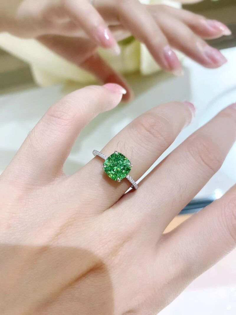 ☑️TIFFANY&Co.蒂芙尼方形绿钻戒指 - Image 5