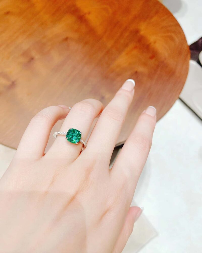 ☑️TIFFANY&Co.蒂芙尼方形绿钻戒指 - Image 6