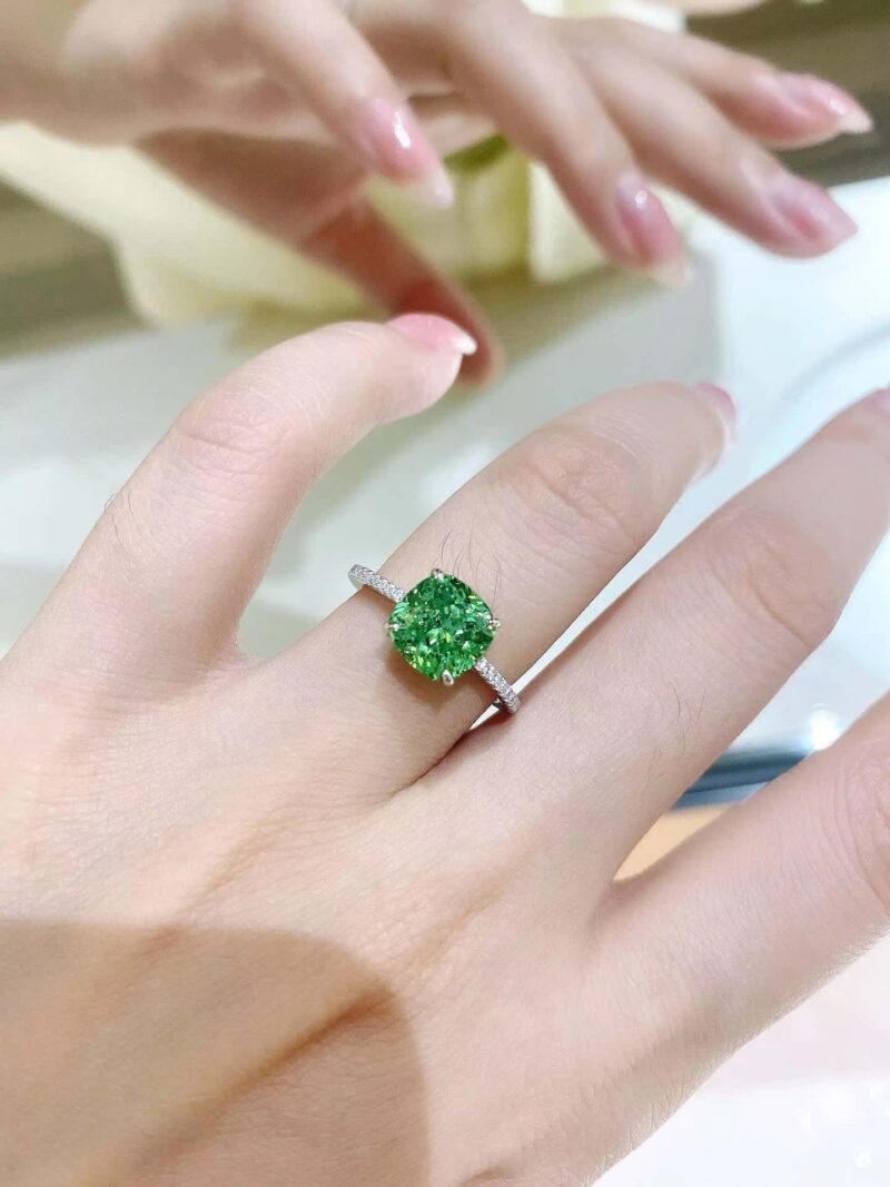 ☑️TIFFANY&Co.蒂芙尼方形绿钻戒指 - Image 8