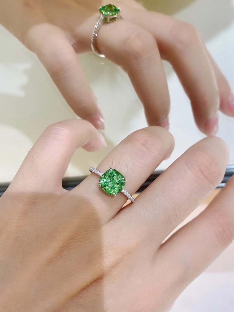 ☑️TIFFANY&Co.蒂芙尼方形绿钻戒指 - Image 9