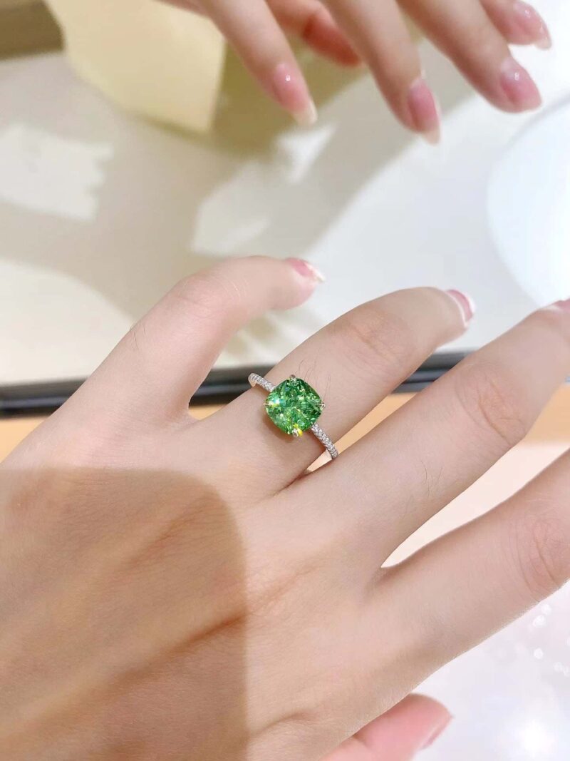 ☑️TIFFANY&Co.蒂芙尼方形绿钻戒指 - Image 10
