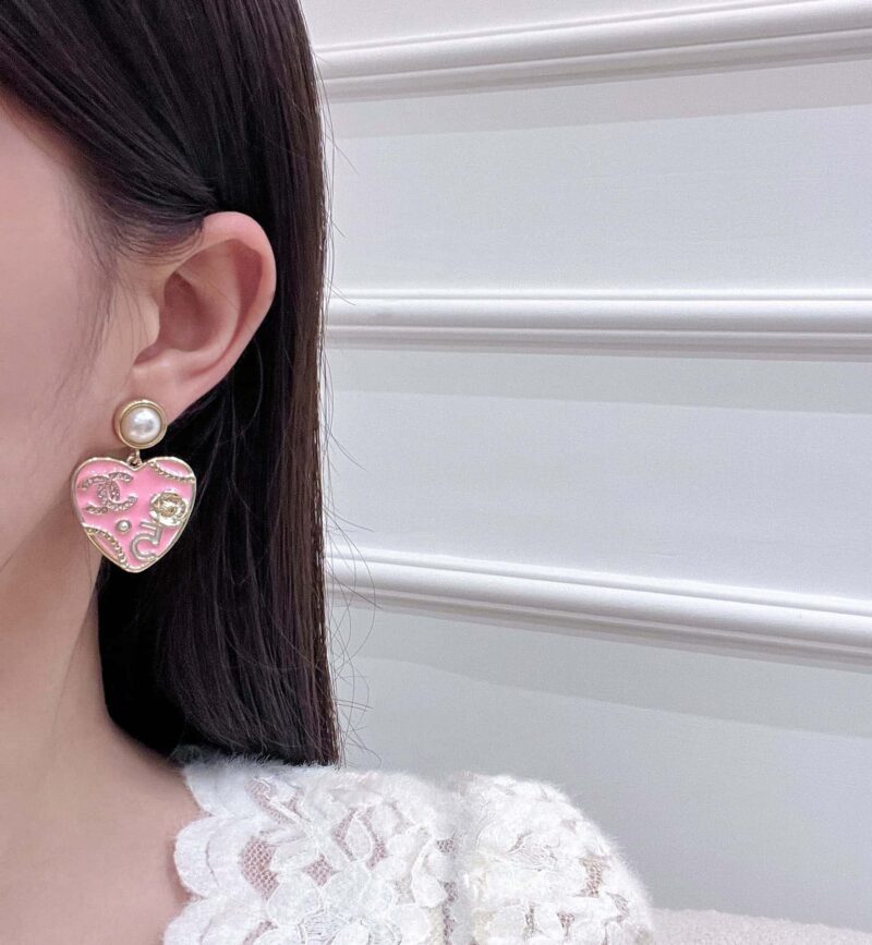 香奈儿耳钉耳环 ☀️☑️ 香奈儿c2双c桃心爱心耳钉耳环 ☀️ - Image 6
