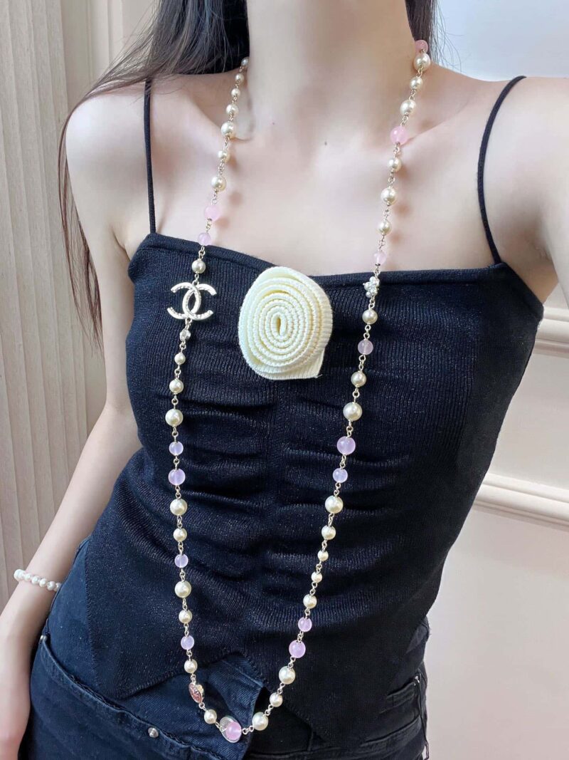 香奈儿项链毛衣链 ☀️☑️ 香奈儿双c粉珠珍珠项链毛衣链 ☀️ - Image 5