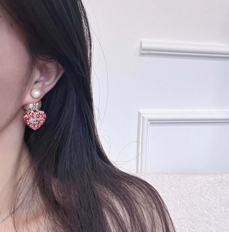 ☑️DIOR迪奥大小珍珠桃心爱心耳钉耳环 - Image 7