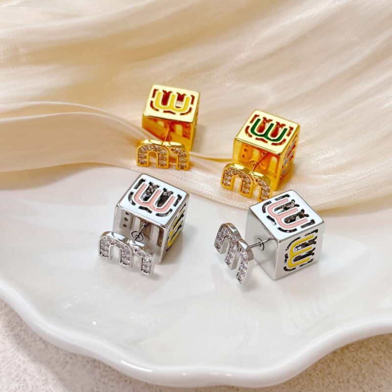 MIUMIU耳钉耳环 MIU MIU缪缪方块字母耳钉耳环 - Image 3
