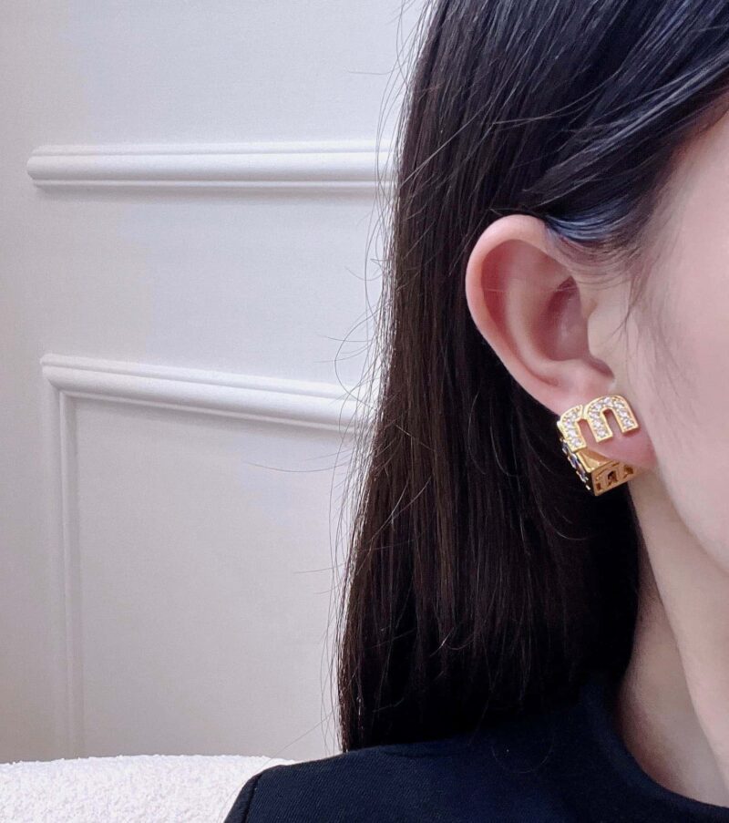 MIUMIU耳钉耳环 MIU MIU缪缪方块字母耳钉耳环 - Image 4