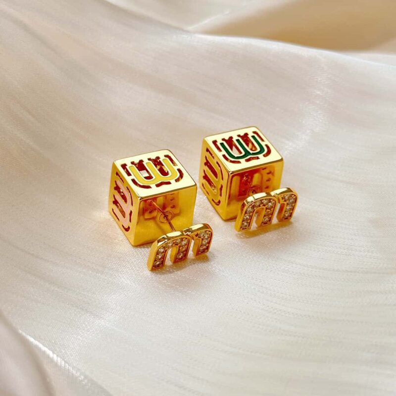 MIUMIU耳钉耳环 MIU MIU缪缪方块字母耳钉耳环 - Image 5