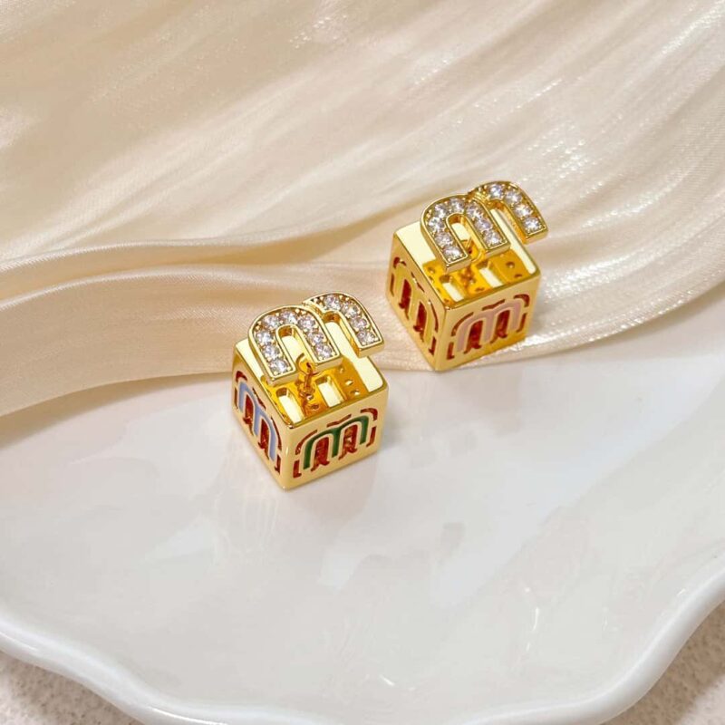 MIUMIU耳钉耳环 MIU MIU缪缪方块字母耳钉耳环 - Image 6