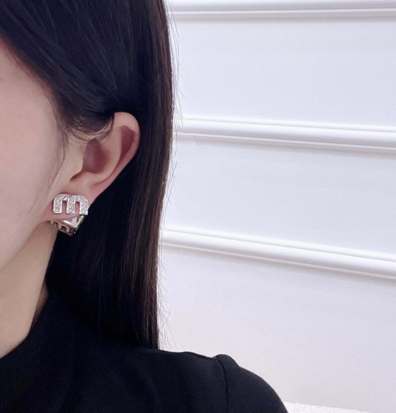 MIUMIU耳钉耳环 MIU MIU缪缪方块字母耳钉耳环 - Image 8