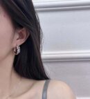 原单货K MIU MIU缪缪满钻字母耳钉耳环