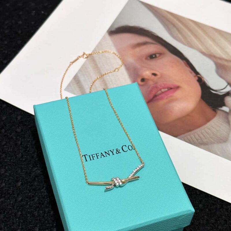 ❤️ TIFFANY&Co.蒂芙尼Knot系列双色金镶钻项链 - Image 11