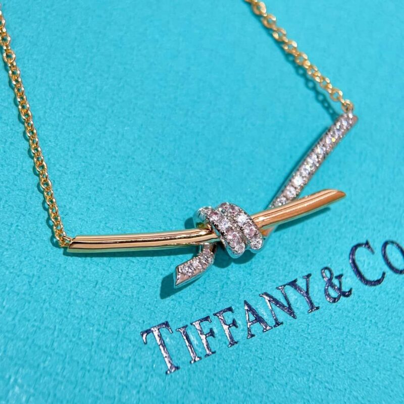 ❤️ TIFFANY&Co.蒂芙尼Knot系列双色金镶钻项链 - Image 14