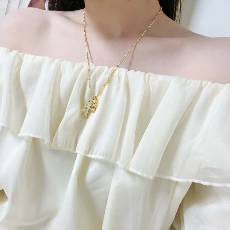 ☀克罗心绿钻双十字项链 ☀ - Image 5