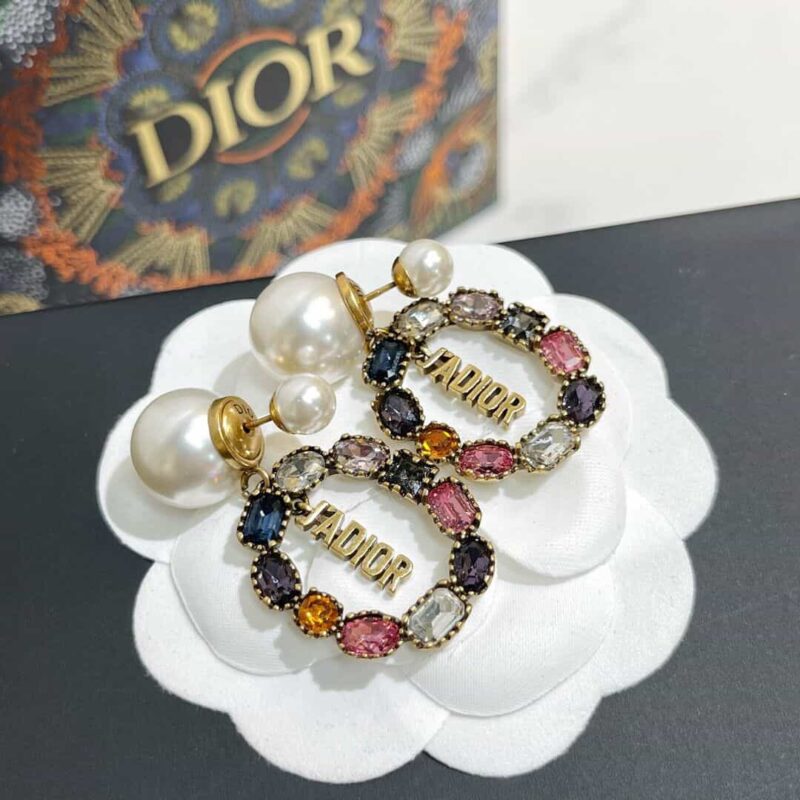 DIOR迪奥大小珍珠彩钻耳钉耳环