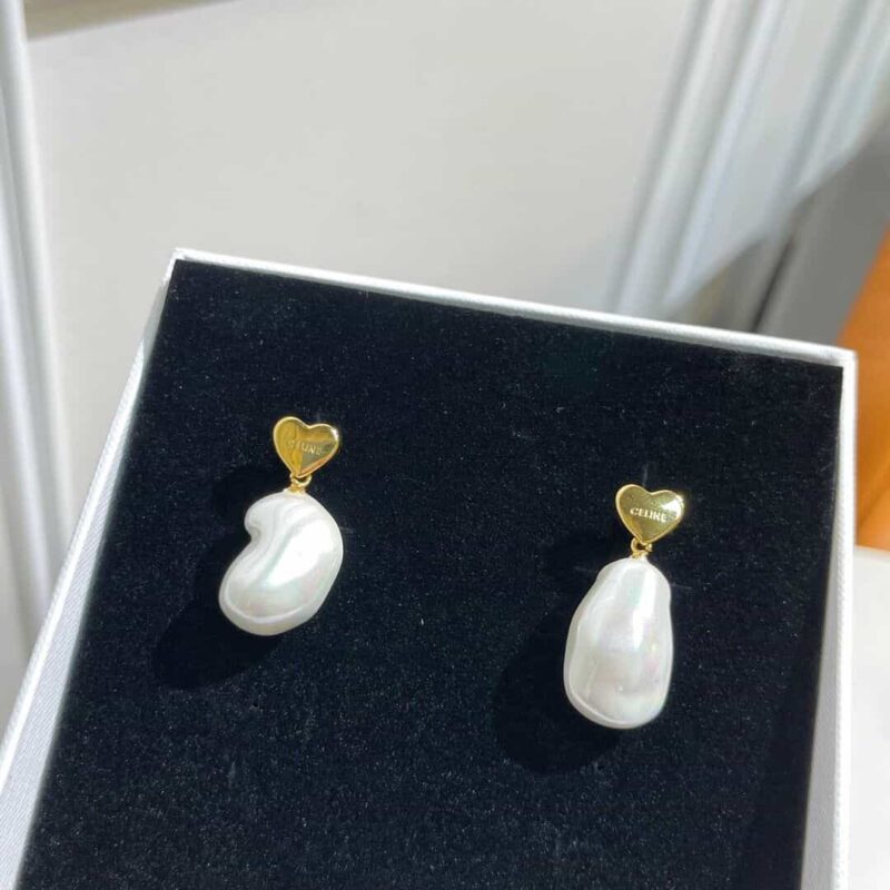 Celine赛琳凯旋门&桃心 巴洛克珍珠耳钉耳环 - Image 3