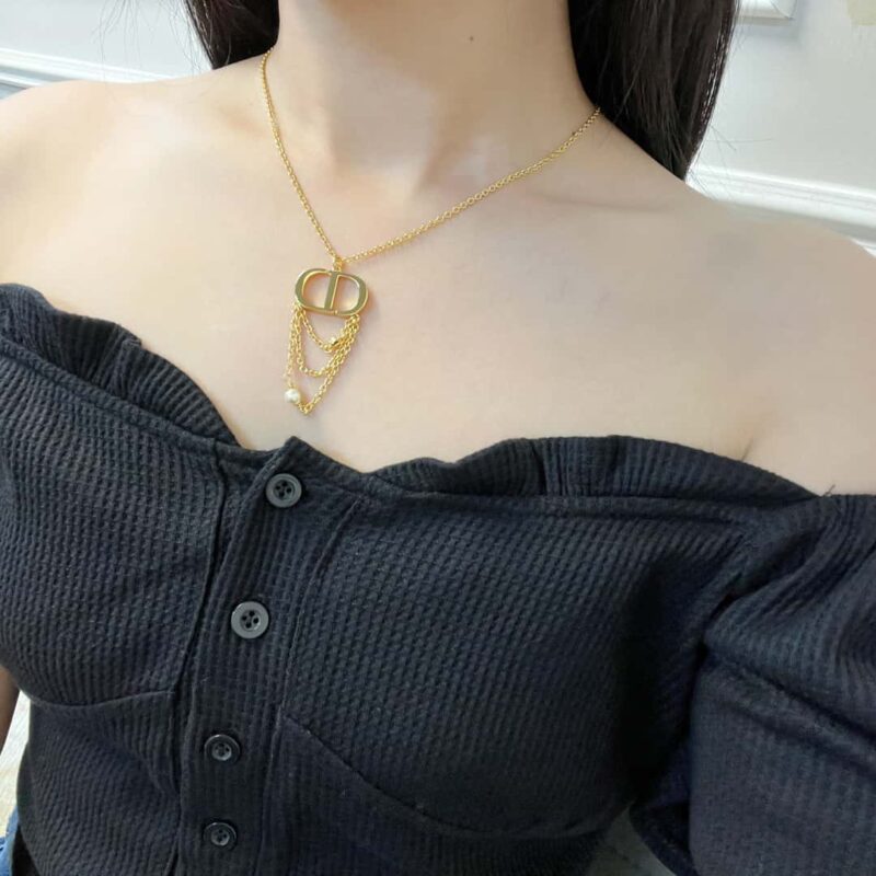 ☑️DIOR迪奥金色CD流苏项链 - Image 4