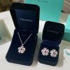 TIFFANY&Co.蒂芙尼四叶草红宝石项链 耳钉