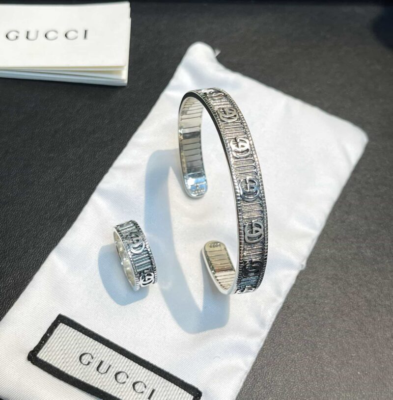 Gucci古驰双G纯银手镯 戒指