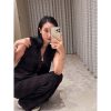 ☀️☑️ 香奈儿双c方形花朵黑皮绳项链颈链choker ☀️