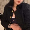 ☀️☑️ 香奈儿双c方形花朵黑皮绳项链颈链choker ☀️