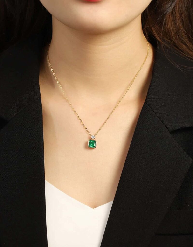☑️TIFFANY&Co.蒂芙尼方形绿钻项链 - Image 7