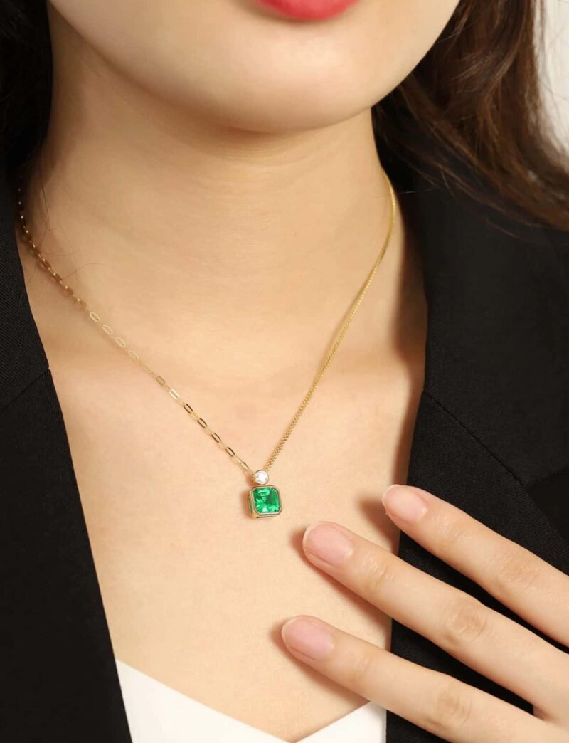 ☑️TIFFANY&Co.蒂芙尼方形绿钻项链 - Image 8