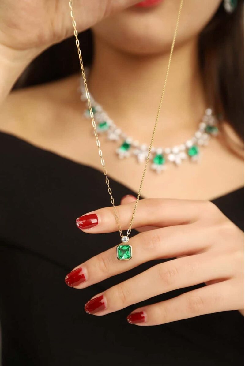 ☑️TIFFANY&Co.蒂芙尼方形绿钻项链 - Image 10