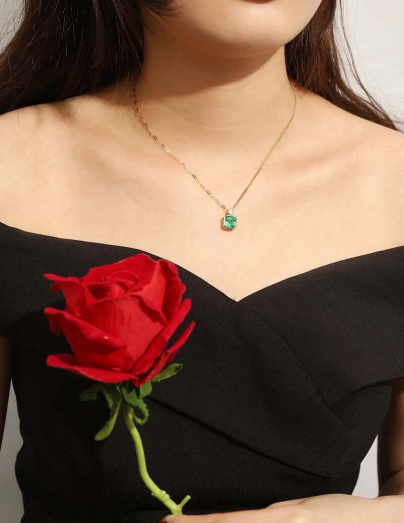 ☑️TIFFANY&Co.蒂芙尼方形绿钻项链 - Image 13