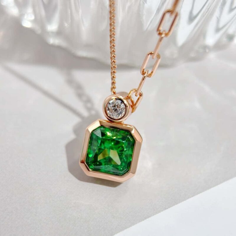 ☑️TIFFANY&Co.蒂芙尼方形绿钻项链 - Image 14