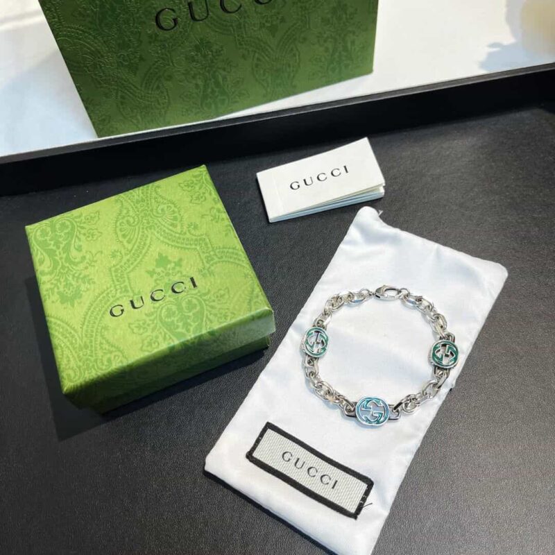 Gucci古驰互扣式珐琅双G项链 手链 - Image 3