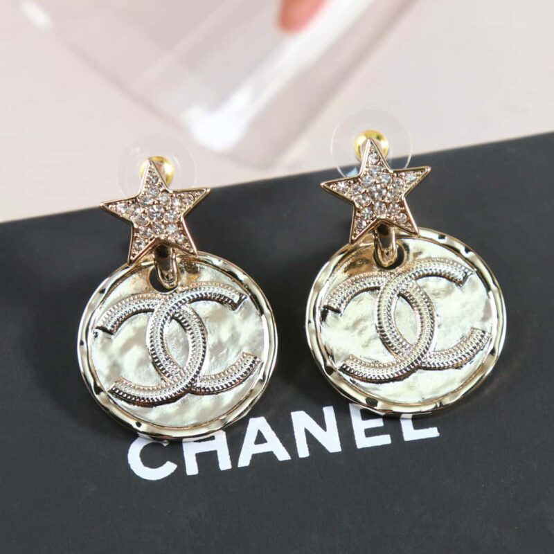 ☑️CHANEL香奈儿c2双c五角星 星星圆形耳钉耳环
