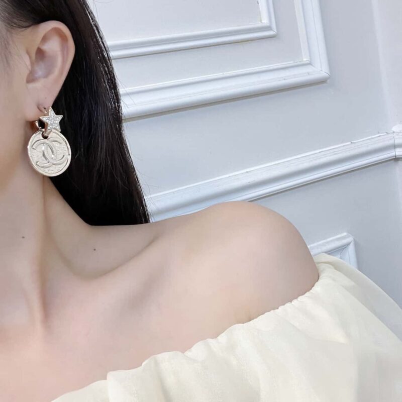 ☑️CHANEL香奈儿c2双c五角星 星星圆形耳钉耳环 - Image 7