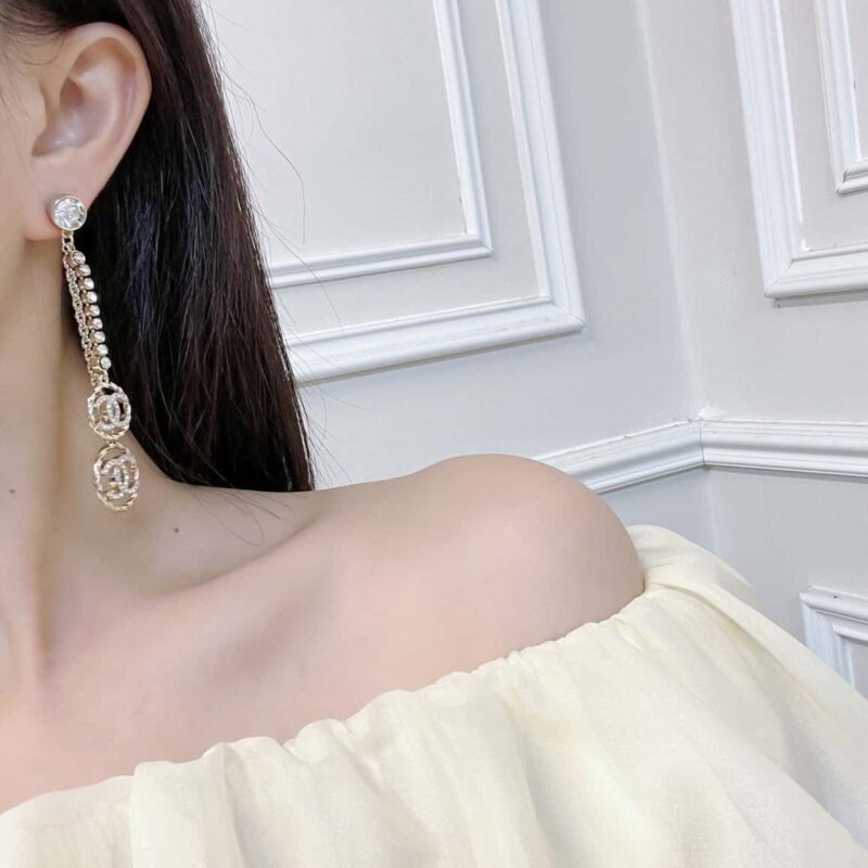 ☑️CHANEL香奈儿c2双c流苏圆形耳钉耳环 - Image 5