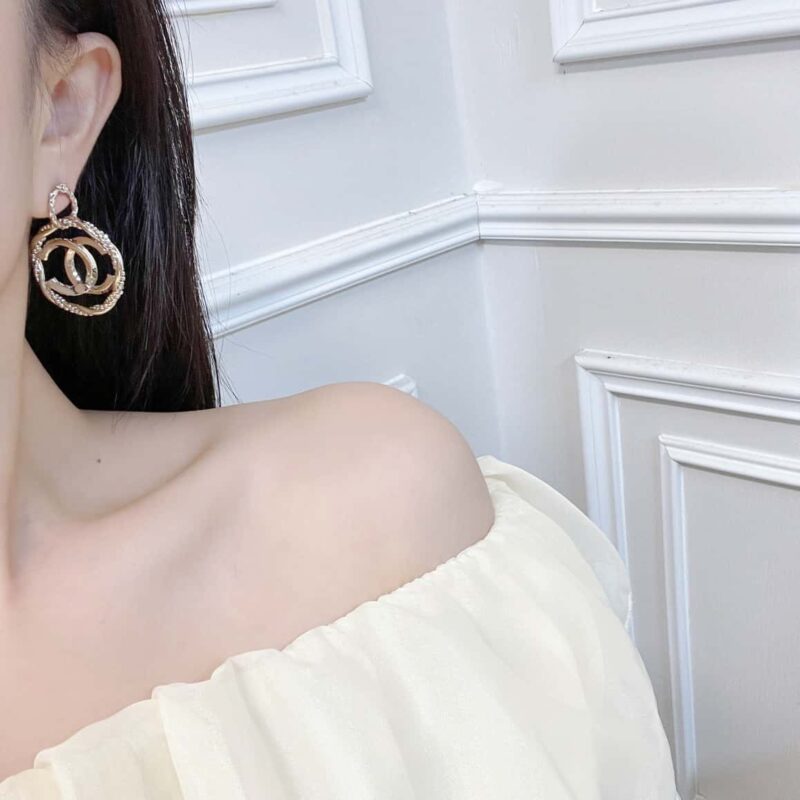 ☑️CHANEL香奈儿c2双c镂空圆形耳钉耳环 - Image 7