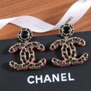 ☑️CHANEL香奈儿c2双c黑皮绳耳钉耳环
