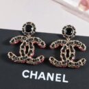 ☑️CHANEL香奈儿c2双c黑皮绳耳钉耳环