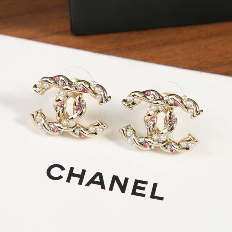 ☑️CHANEL香奈儿c1双c粉钻珍珠耳钉耳环 - Image 6