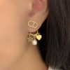 DIOR迪奥满钻桃心CD珍珠星星耳钉耳环