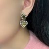DIOR迪奥桃心JADIOR耳钉耳环
