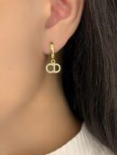 DIOR迪奥满钻桃心CD耳钉耳环