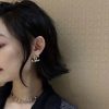 ☀️☑️ 香奈儿双c方格字母耳钉耳环