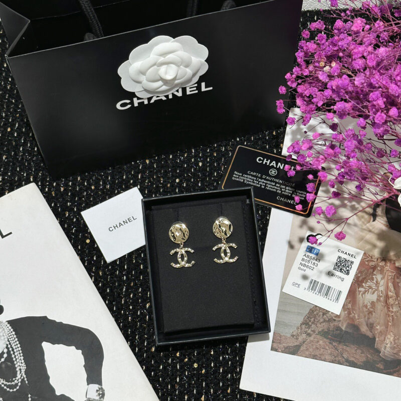 ☀️☑️ 香奈儿C2双c圆形耳钉耳环 - Image 3
