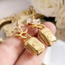 20CHANEL香奈儿双c方形水晶耳钉耳环