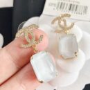 20CHANEL香奈儿双c方形水晶耳钉耳环