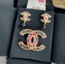 20CHANEL香奈儿双c满钻胸针耳钉耳环