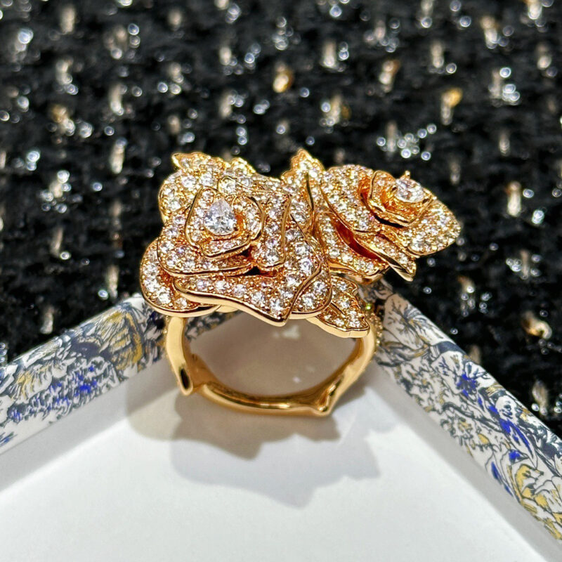 ☑️DIOR迪奥满钻双玫瑰花戒指 - Image 11