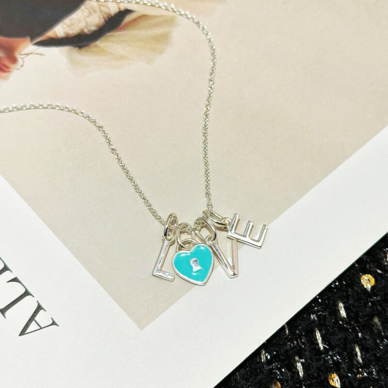 ☀Tiffany&Co.蒂芙尼LOVE字母蓝色爱心桃心项链 - Image 8