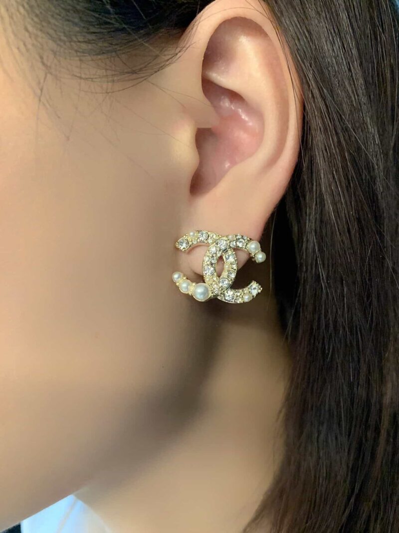20CHANEL香奈儿双c珍珠耳钉耳环 - Image 3