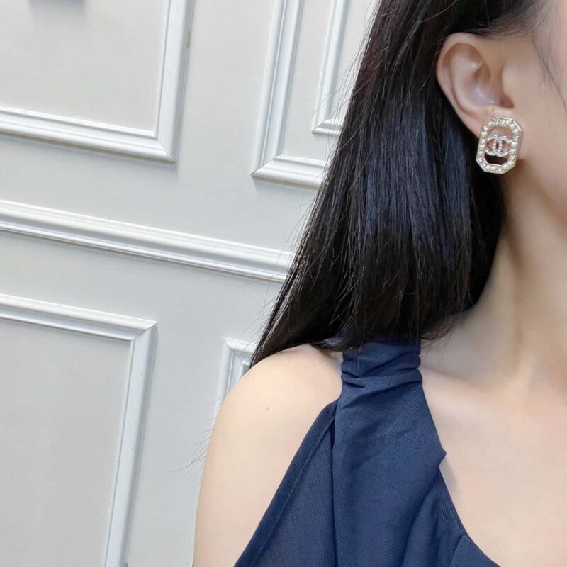 ☑️CHANEL香奈儿c1双c八边形珍珠耳钉耳环 - Image 5