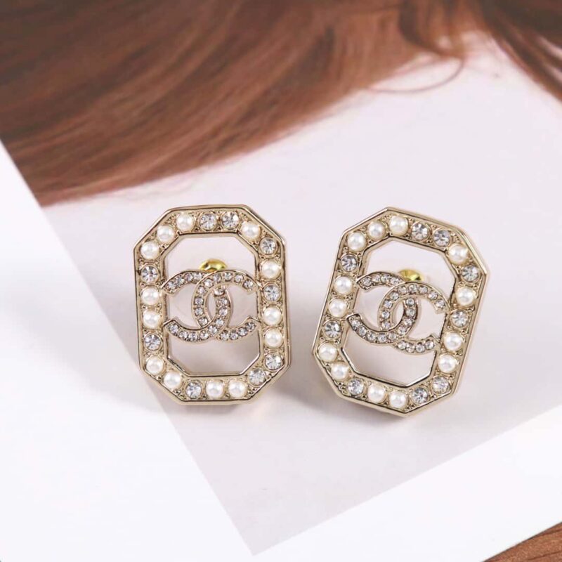 ☑️CHANEL香奈儿c1双c八边形珍珠耳钉耳环 - Image 8